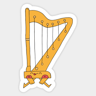 Funny Music Instrument Harp, Cute Harp for Harpist, Harpist Sticker